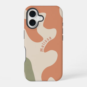 Warm Neutral Boho Organic Shaped Personalised Name iPhone 16 Case