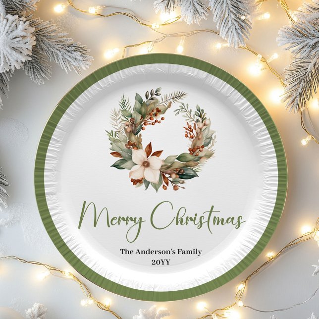 Warm Neutral Christmas Personalized Family Plates (Minimal Earthy Christmas Personalized Family Plates)