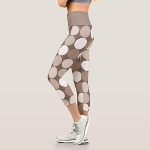Warm Neutral Earth Geometric Circles  Capri Leggings