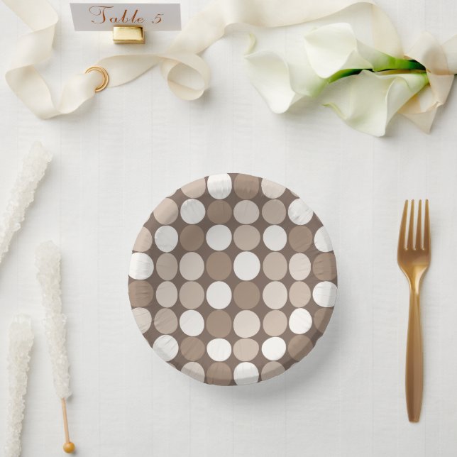 Warm Neutral Earth Geometric Circles  Paper Plate (Wedding)