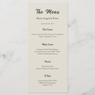 Warm Neutral Monogram Wedding Reception Menu