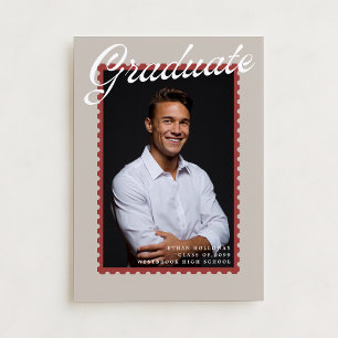 Warm Neutral Postage Stamp Graduation Announcement