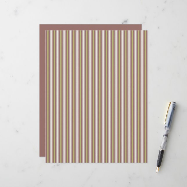 Warm Neutral Vertical Candy Stripe Scrapbook Paper (Front/Back In Situ)