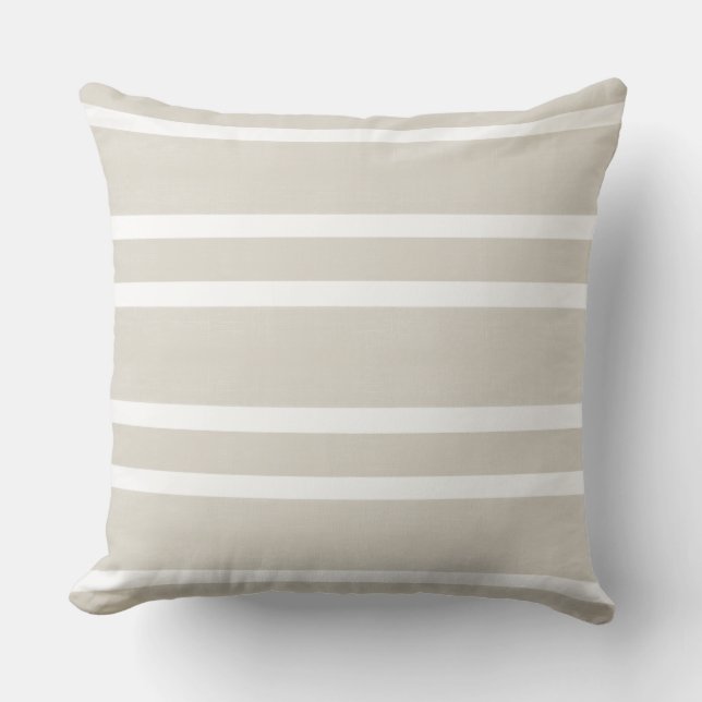 Warm Neutrals and White Striped Pillow (Front)