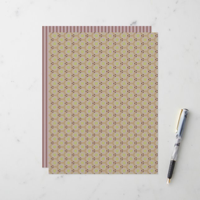 Warm Neutrals Honeycomb Hexagons Scrapbook Paper (Front/Back In Situ)