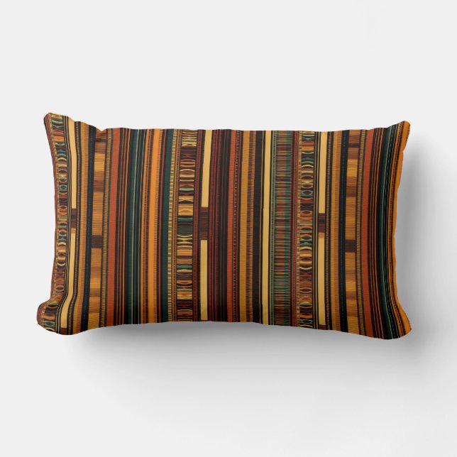 Warm Nomadic Stripe Design Lumbar Cushion (Front)