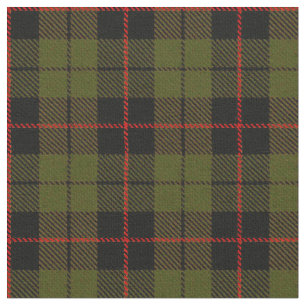Warm O.D. green plaid red, black stripe Fabric