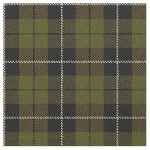 Warm O.D. green plaid white, black stripe Fabric