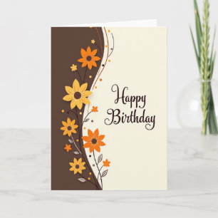 Warm Ochre Birthday Card