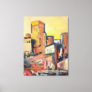 Warm Ochre & Terracotta Cityscape Canvas Print