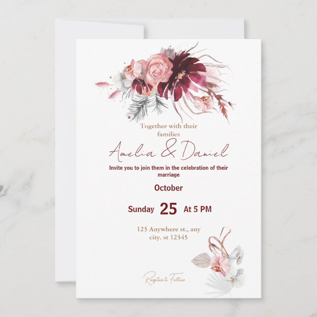 Warm Octiber Wedding Invitation (Front)