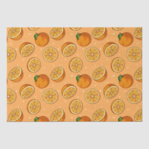 Warm Orange Citrus Fruit Seamless Pattern Tissue Paper