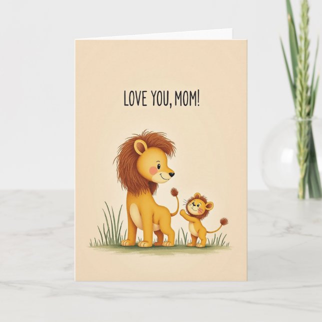 Warm Orange Furry Mum Card (Front)