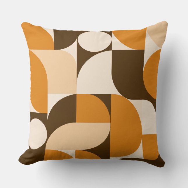 Warm Orange Geometric Composition Cushion (Front)