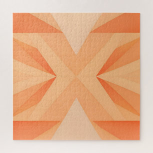 Warm Orange Geometric Starburst Abstract Jigsaw Puzzle