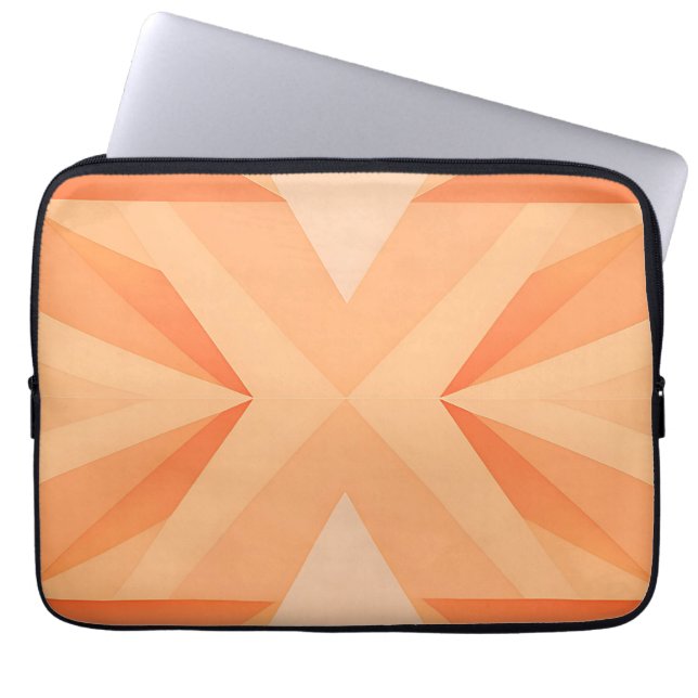 Warm Orange Geometric Starburst Abstract Laptop Sleeve (Front)