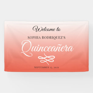 Warm Orange Quinceañera 15th Birthday Welcome Banner