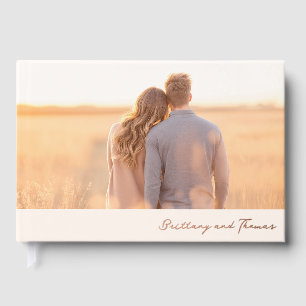 Warm Orange Romantic Photo Guest Book