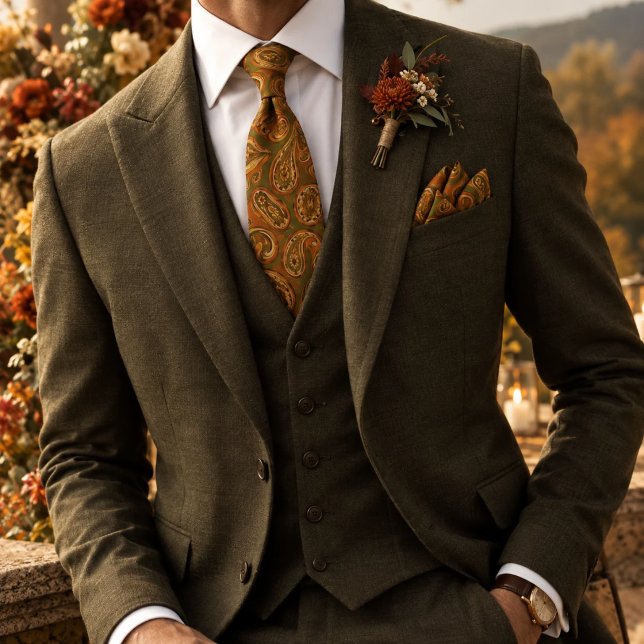 Warm Orange Vintage Paisley Pattern Tie (Creator Uploaded)