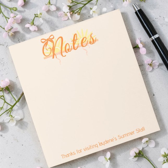 Warm Orange & Yellow Custom Branded Notepad (Summer colors for home or corporate giveaway. Promote your small business with style. )