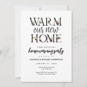 WARM OUR NH Black and White House Warming Party Invitation