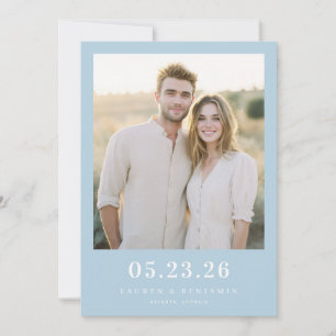 Warm Pale Blue Minimalist Photo Save The Date