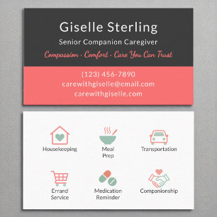 Warm Pastel Caregiver and Companion Service Business Card
