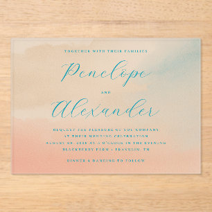 Warm Pastel Watercolor Wedding Invitation