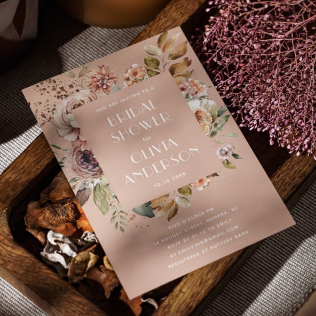 Warm Peach Beige Bridal Shower | Romantic Boho Invitation (Creator Uploaded)