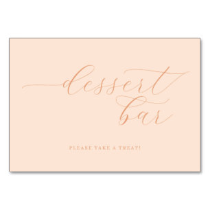 Warm Peach Cursive Dessert Bar Sign Table Number