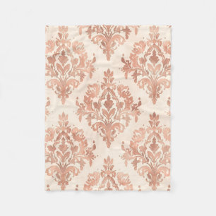 Warm Peach Damask Watercolor Ornamental Pattern Fleece Blanket