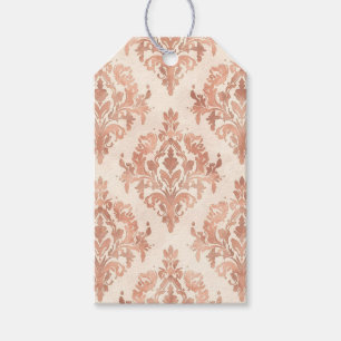 Warm Peach Damask Watercolor Ornamental Pattern Gift Tags