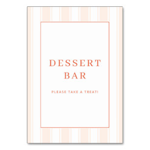 Warm Peach Minimalist Dessert Bar Sign Table Number