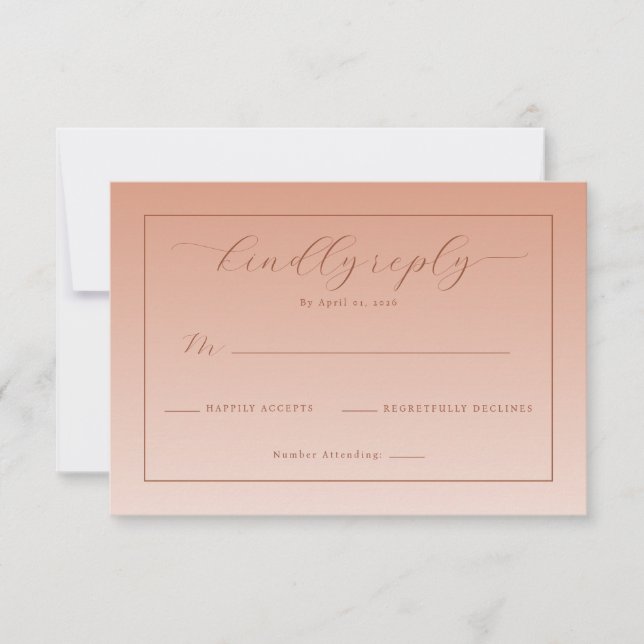 Warm Peach Minimalist RSVP Card (Front)