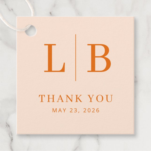 Warm Peach Minimalist Thank You Favour Tags (Front)