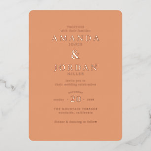 Warm Peach Minimalist Wedding Invitation