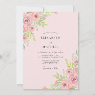 Warm Peach Peony Wedding Invitation