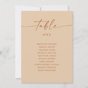 Warm Peach Sand Minimalist Wedding Seating Chart Invitation
