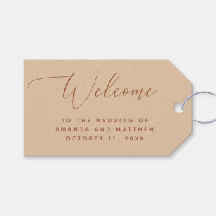 Warm Peach Sand Minimalist Wedding Welcome Favour Gift Tags