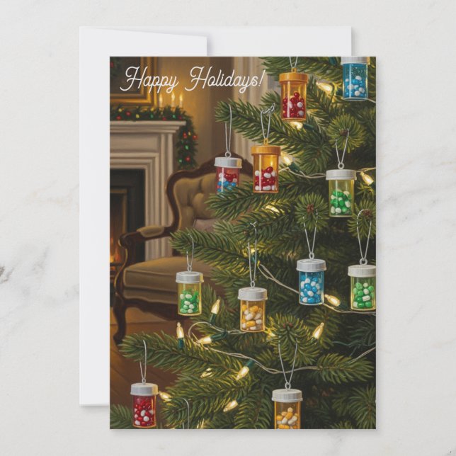 Warm Pharmacy Christmas Tree Card (Front)