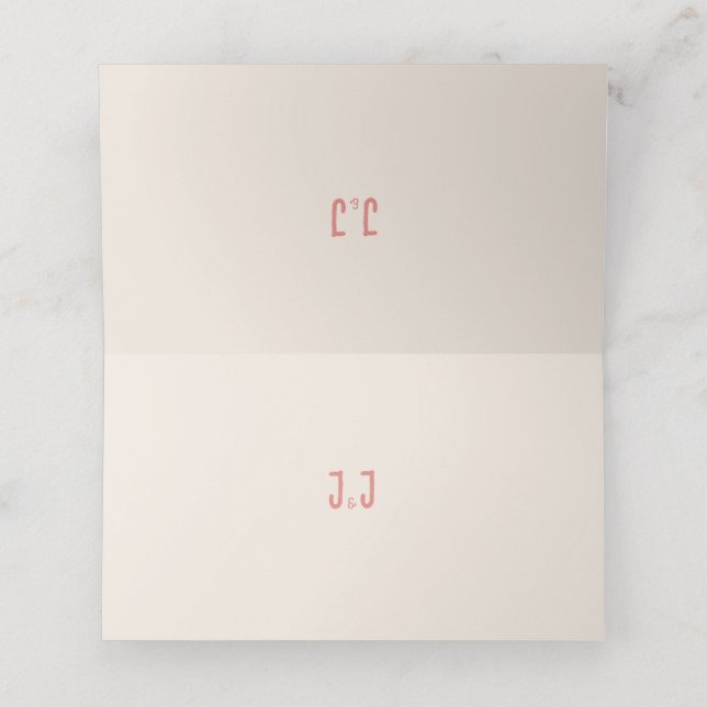 Warm Pink Bird Song Wedding Place Card (Inside Unfolded)