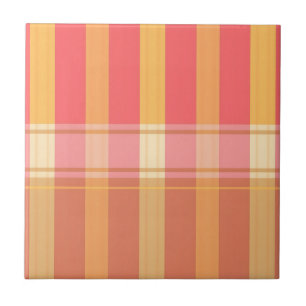Warm Pink Brown Plaid Stripe Pattern Tile