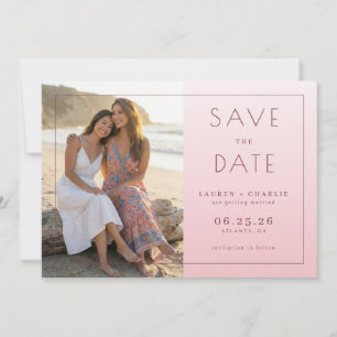 Warm Pink Elegant Photo Save The Date