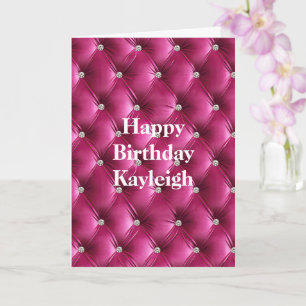 Warm Pink Faux Velvet Birthday Card