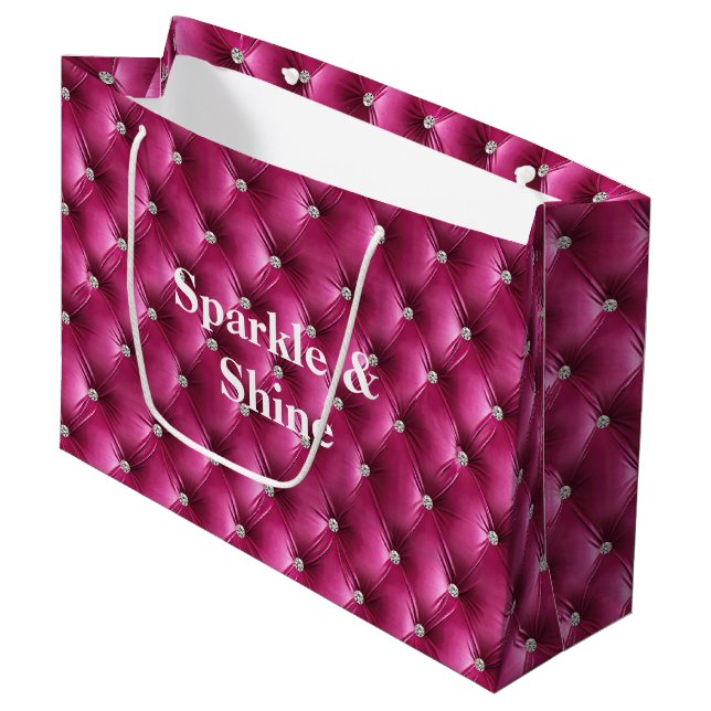 Warm Pink Faux Velvet Large Gift Bag (Front Angled)