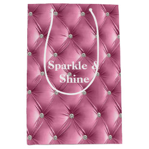 Warm Pink Faux Velvet Medium Gift Bag