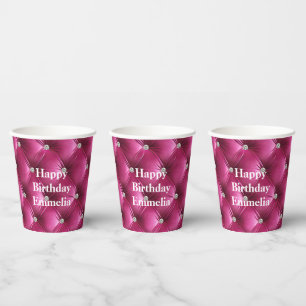 Warm Pink Faux Velvet Paper Cups