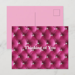 Warm Pink Faux Velvet Thinking of You Postcard