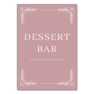 Warm Pink Minimalist Dessert Bar Sign Table Number