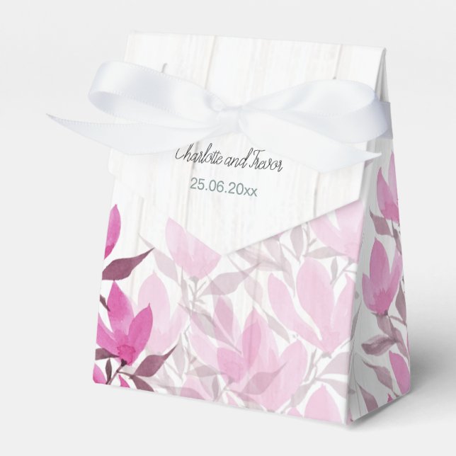 Warm Pink Wildflowers Watercolor Hand-painted Favour Box (Front Side)